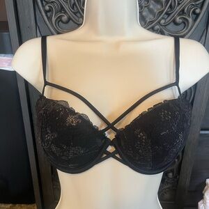 PINK Victoria's Secret Black Lace Strappy Bra